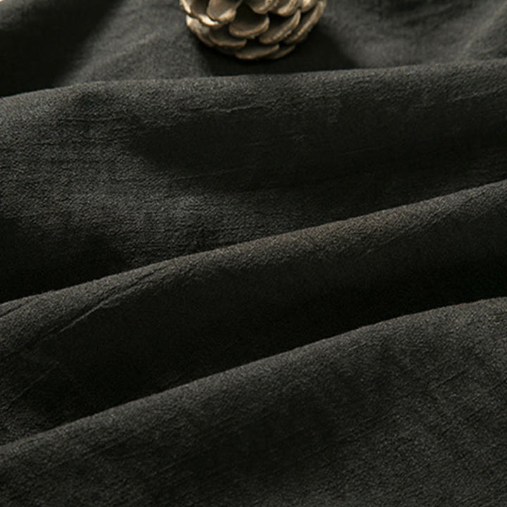 Buddha Stonesレースアップデザインオープンフロントジャケットメンズコットンリネン長袖着物 - image 4