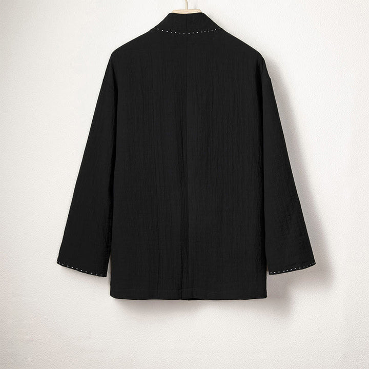 Buddha Stonesメンズ プレーンプリーツ フロッグボタン オープンフロントジャケット コットンリネン 長袖 着物 - image 8