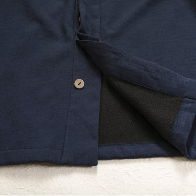 Buddha Stonesメンズ 長袖 フロッグボタン オープンフロント フリース裏地 コットンリネンジャケット 着物 - image 6