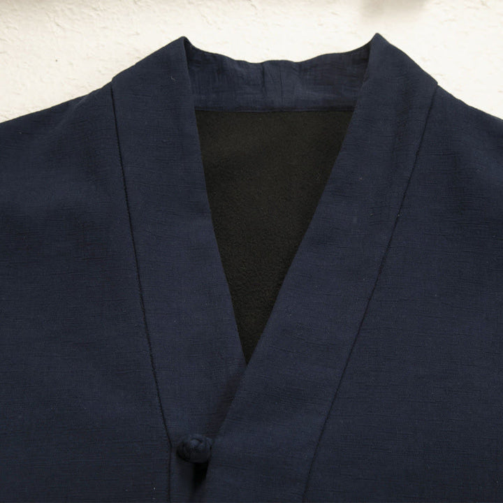 Buddha Stonesメンズ 長袖 フロッグボタン オープンフロント フリース裏地 コットンリネンジャケット 着物 - image 2