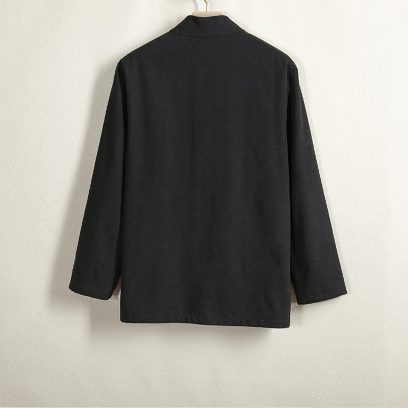 Buddha Stonesメンズ 長袖 フロッグボタン オープンフロント フリース裏地 コットンリネンジャケット 着物 - image 11