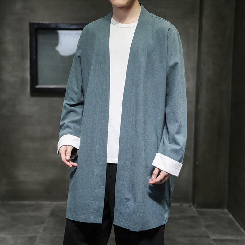 Buddha Stones春 長袖 オープンフロント メンズ コットンリネン 禅ジャケット 着物 - image 17