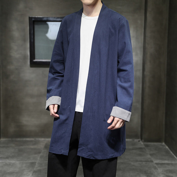 Buddha Stones春 長袖 オープンフロント メンズ コットンリネン 禅ジャケット 着物 - image 3