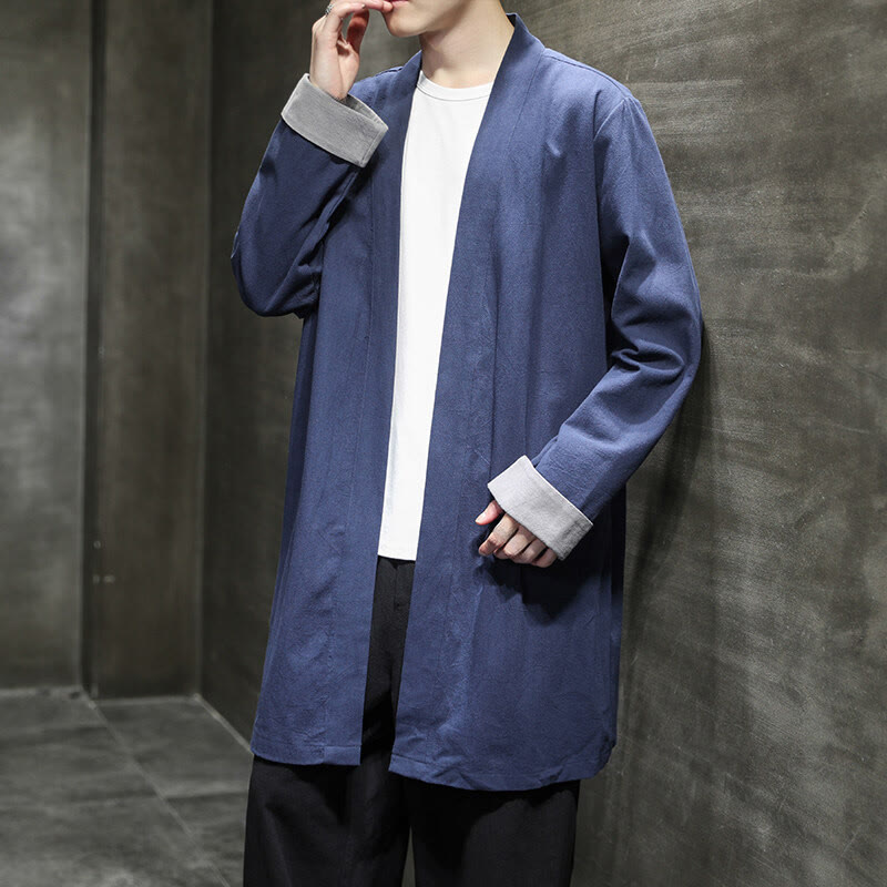 Buddha Stones春 長袖 オープンフロント メンズ コットンリネン 禅ジャケット 着物 - image 5