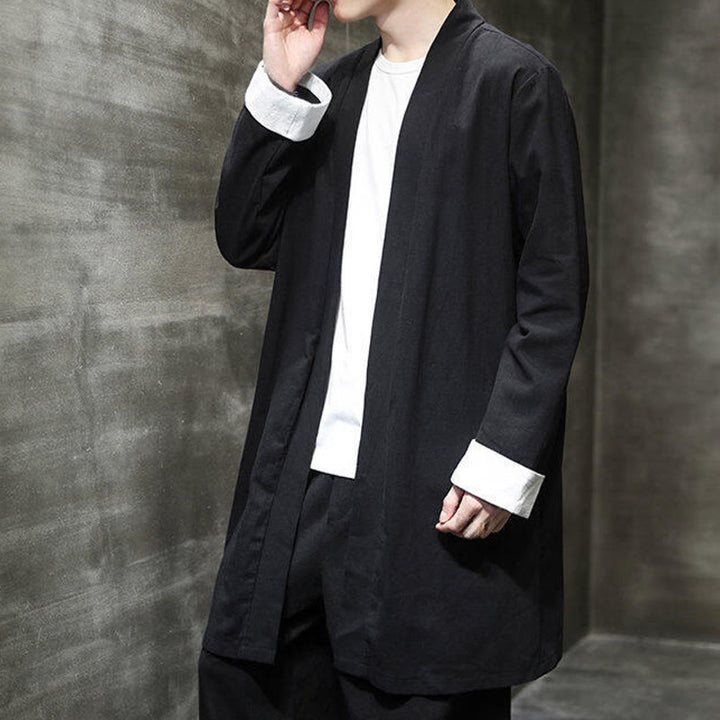 Buddha Stones春 長袖 オープンフロント メンズ コットンリネン 禅ジャケット 着物 - image 12