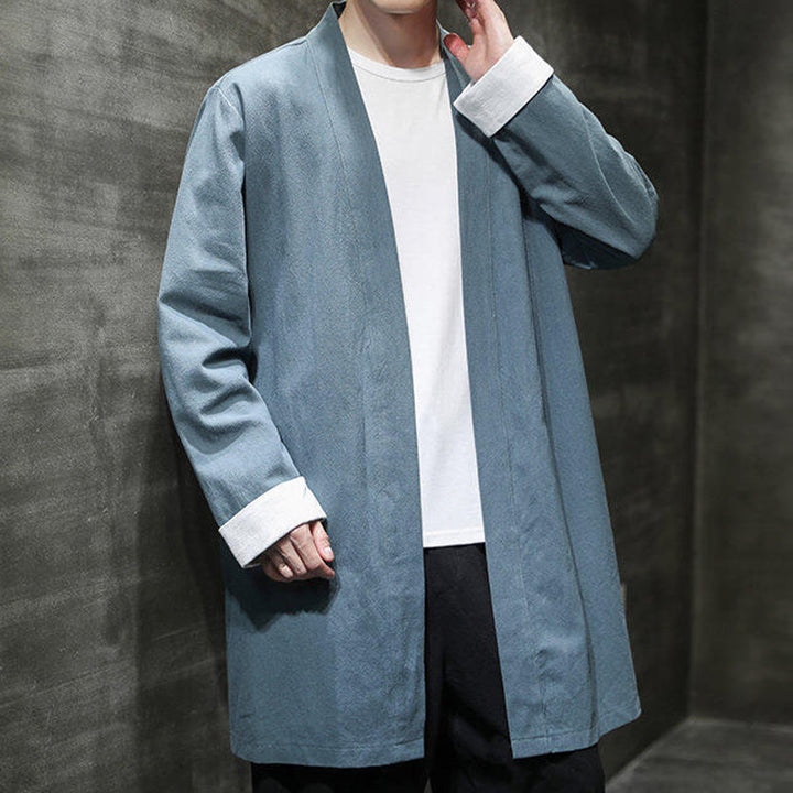 Buddha Stones春 長袖 オープンフロント メンズ コットンリネン 禅ジャケット 着物 - image 20