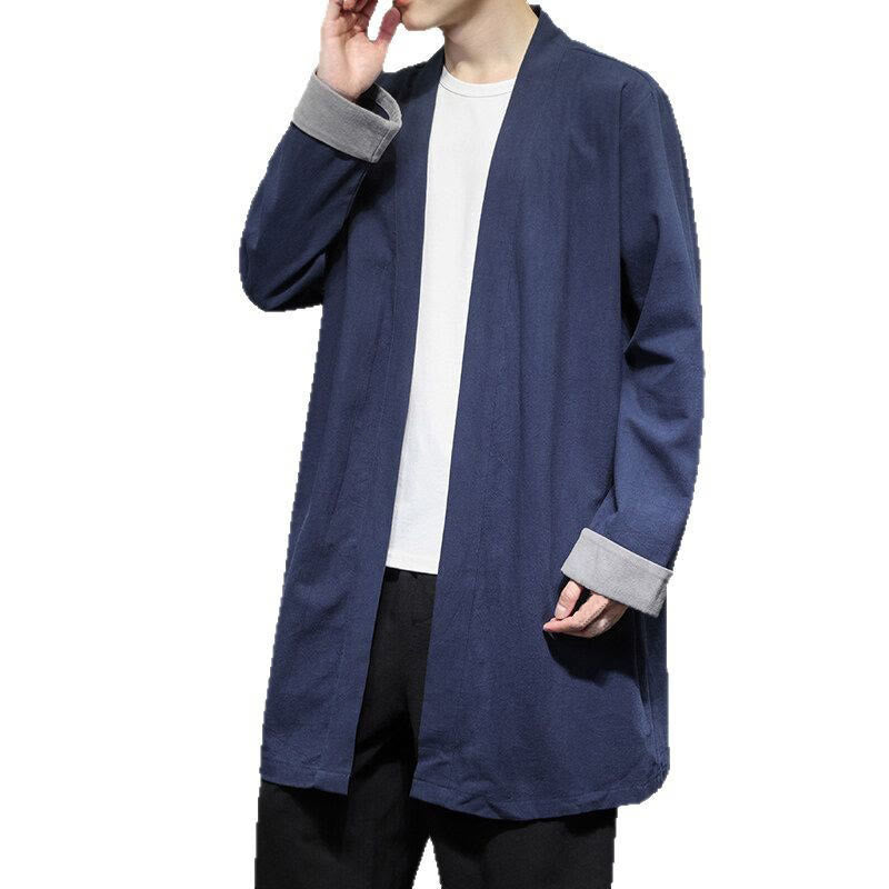 Buddha Stones春 長袖 オープンフロント メンズ コットンリネン 禅ジャケット 着物 - image 8