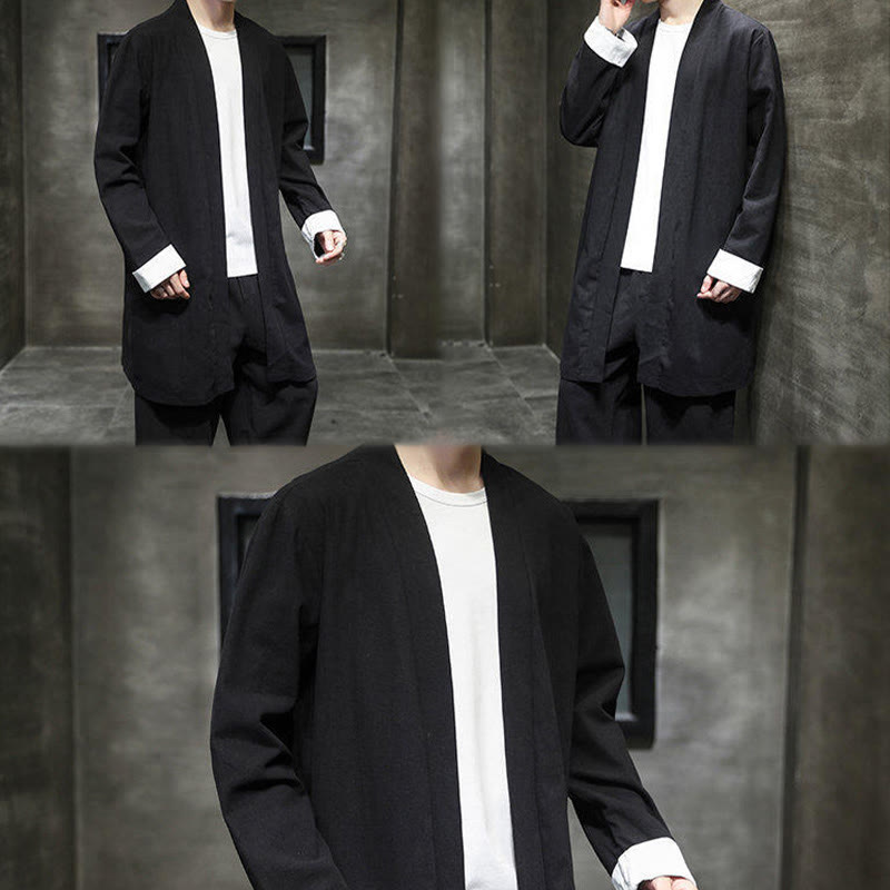 Buddha Stones春 長袖 オープンフロント メンズ コットンリネン 禅ジャケット 着物 - image 15