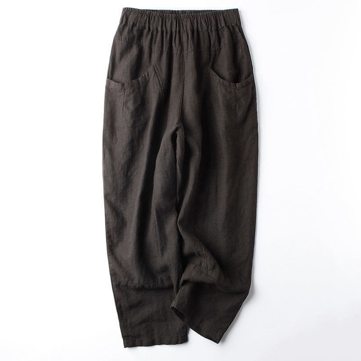 Buddha Stonesカジュアル ハイウエストデザイン レディース ハーレム コットン 7-8丈 パンツ ポケット付き - 黒 - US8-10，UK/AU12-14，EU40-42 (2XL) - image 8