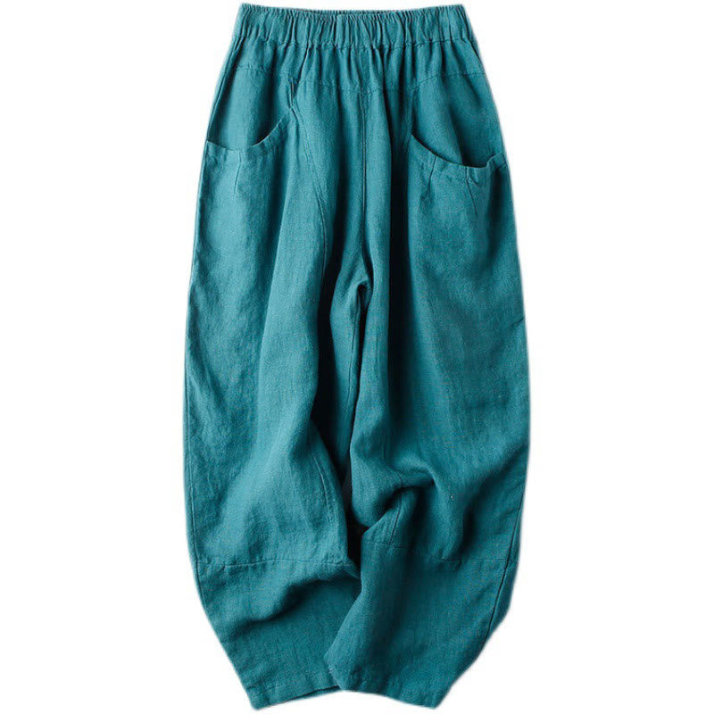 Buddha Stonesカジュアル ハイウエストデザイン レディース ハーレム コットン 7-8丈 パンツ ポケット付き - image 10