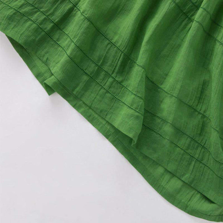 Buddha Stonesサマー Vネックデザイン ハーフスリーブ コットン ミディドレス - image 6