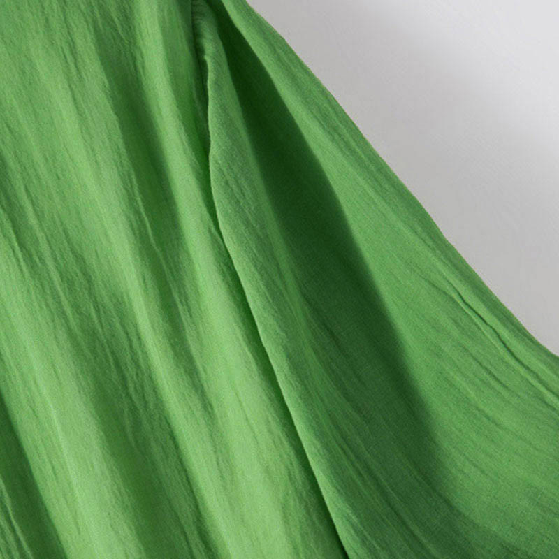 Buddha Stonesサマー Vネックデザイン ハーフスリーブ コットン ミディドレス - image 14