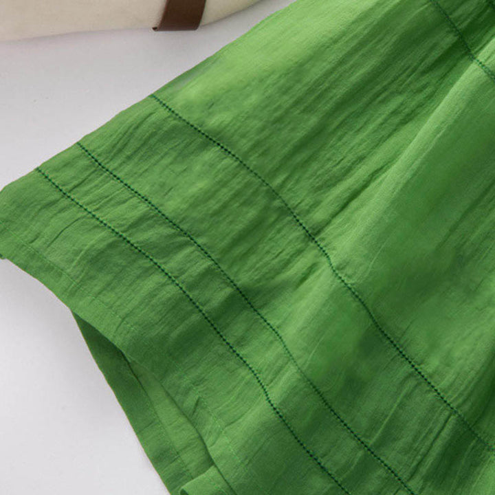 Buddha Stonesサマー Vネックデザイン ハーフスリーブ コットン ミディドレス - image 9