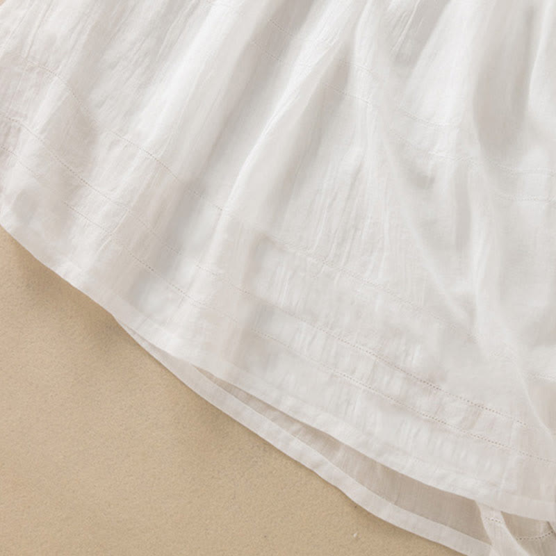 Buddha Stonesサマー Vネックデザイン ハーフスリーブ コットン ミディドレス - image 26