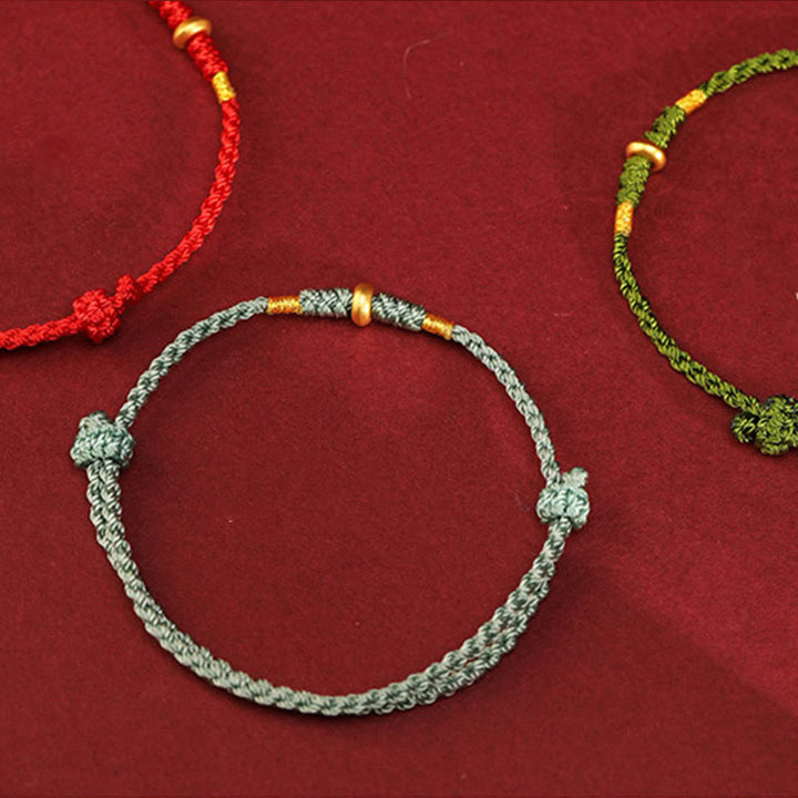 Buddha Stones999ゴールド 小さな幸運のビーズ 紐 守護 幸運 編み込み ブレスレット アンクレット - image 14