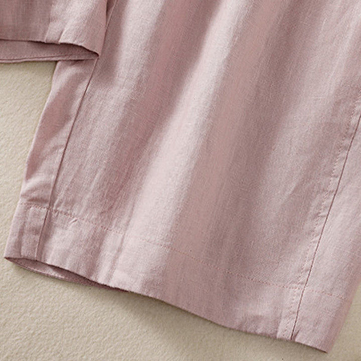 Buddha Stones通勤用 無地デザイン ドローストリング コットンリネン レディース ワイドレッグパンツ ポケット付き - image 26