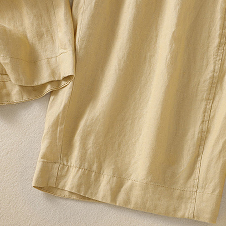 Buddha Stones通勤用 無地デザイン ドローストリング コットンリネン レディース ワイドレッグパンツ ポケット付き - image 12