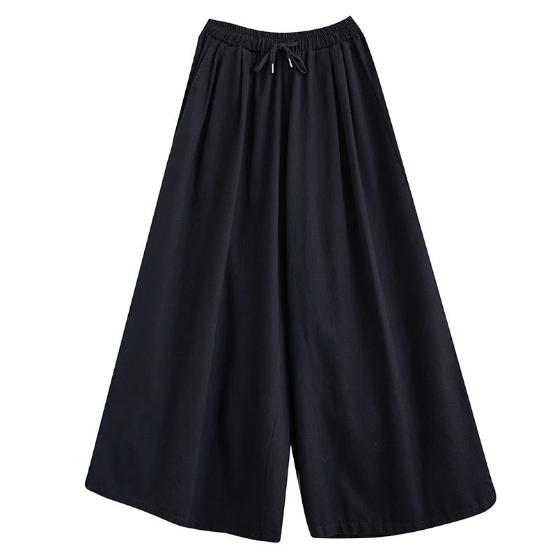 Buddha Stonesレトロ レッグオープニング スリットデザイン コットン レディース ワイドレッグパンツ ポケット付き - image 22