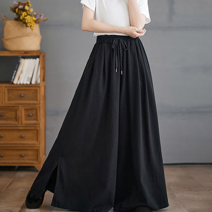 Buddha Stonesレトロ レッグオープニング スリットデザイン レディース ワイドレッグパンツ ポケット付き - image 12