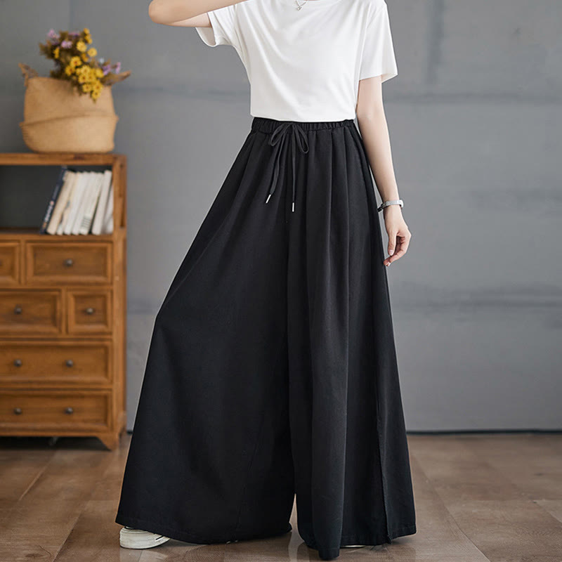 Buddha Stonesレトロ レッグオープニング スリットデザイン コットン レディース ワイドレッグパンツ ポケット付き - image 12