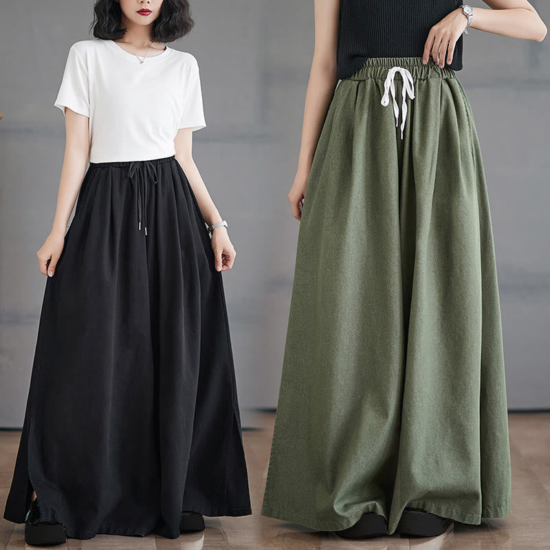 Buddha Stonesレトロ レッグオープニング スリットデザイン コットン レディース ワイドレッグパンツ ポケット付き - image 23