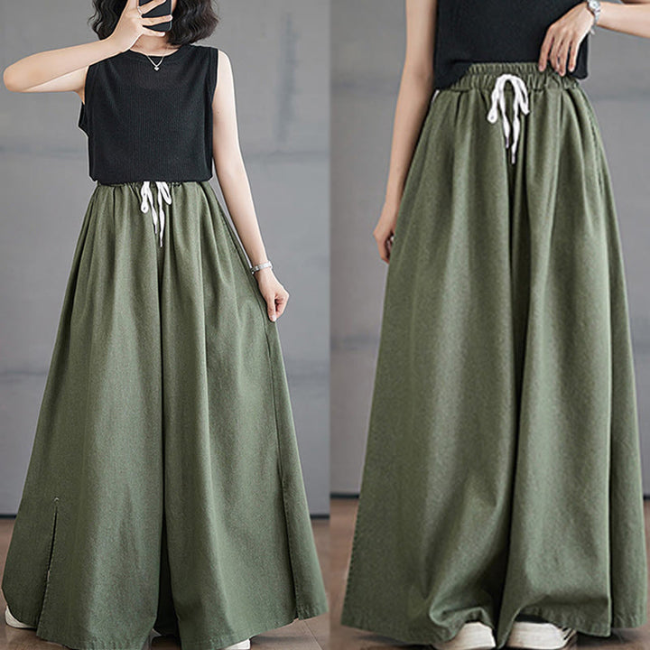 Buddha Stonesレトロ レッグオープニング スリットデザイン レディース ワイドレッグパンツ ポケット付き - image 9