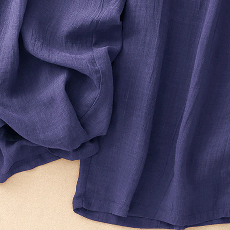 Buddha Stones春の純色ドローストリングダブルレイヤーレディースワイドレッグパンツ（ポケット付き） - image 17