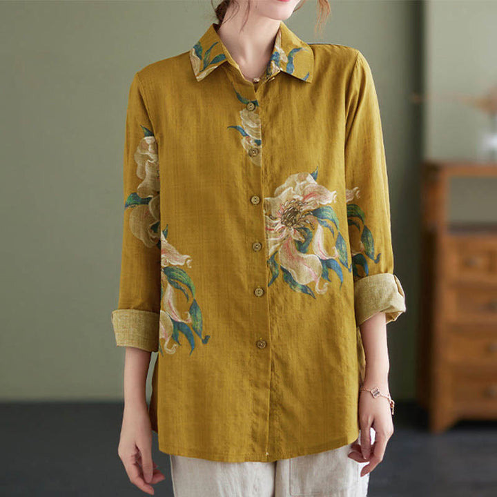 Buddha Stones文学芸術花柄コットン服 - image 3