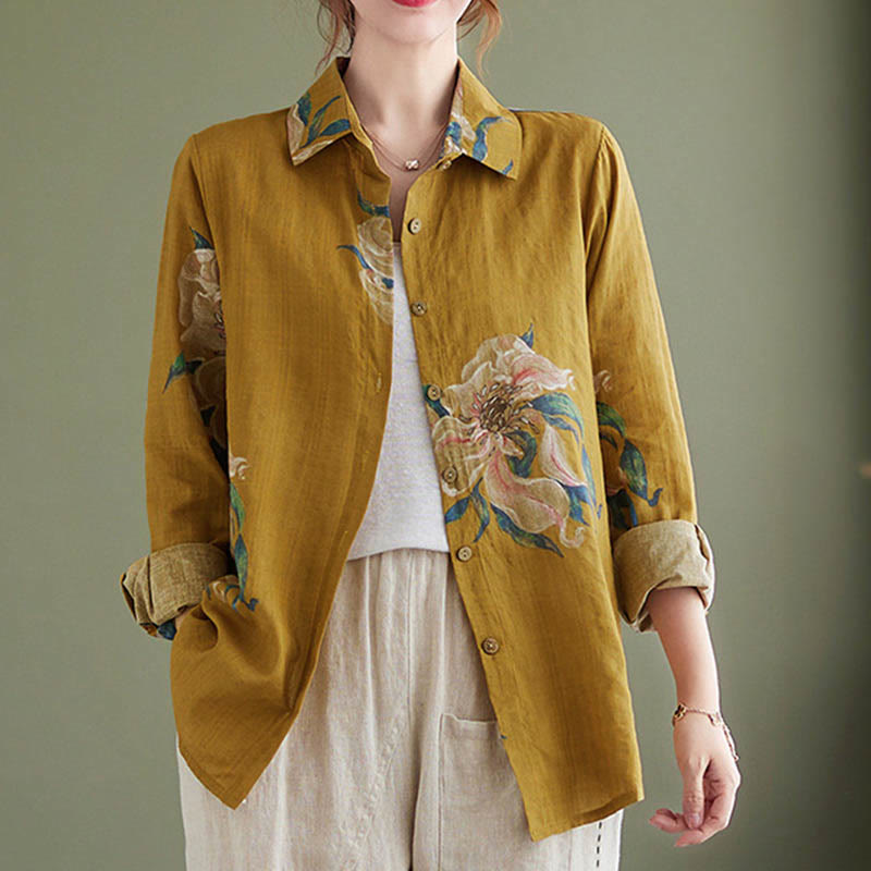 Buddha Stones文学芸術花柄コットン服 - image 11