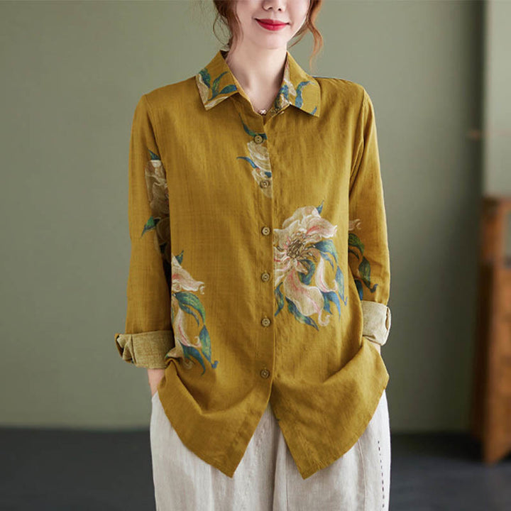 Buddha Stones文学芸術花柄コットン服 - image 8