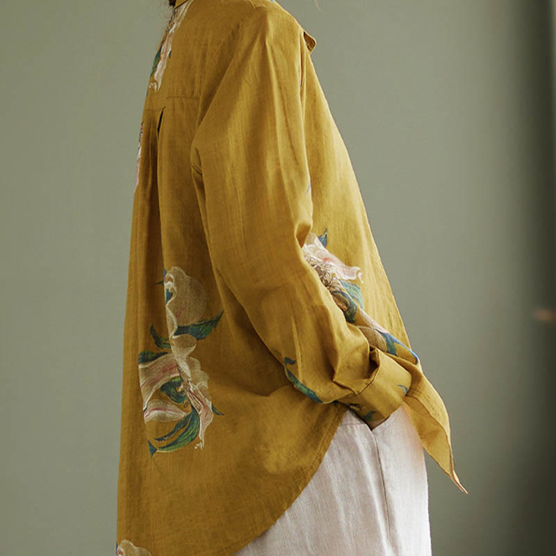 Buddha Stones文学芸術花柄コットン服 - image 7