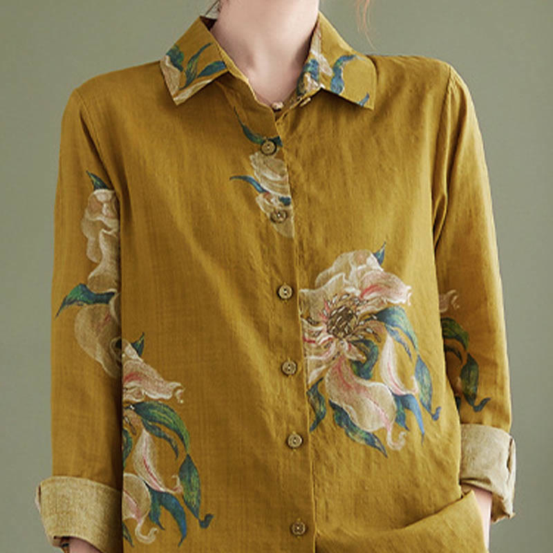 Buddha Stones文学芸術花柄コットン服 - image 15