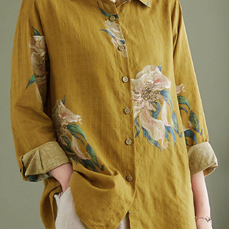 Buddha Stones文学芸術花柄コットン服 - image 9