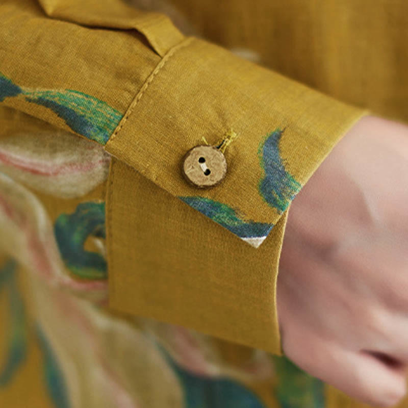 Buddha Stones文学芸術花柄コットン服 - image 15