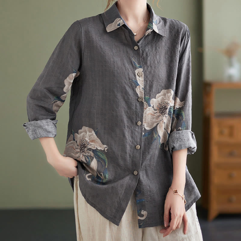 Buddha Stones文学芸術花柄コットン服 - image 29