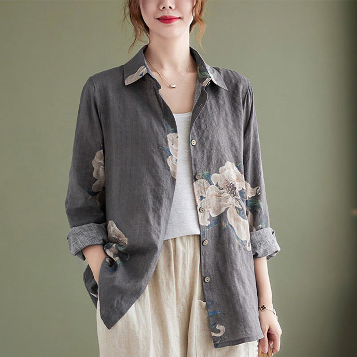 Buddha Stones文学芸術花柄コットン服 - image 22