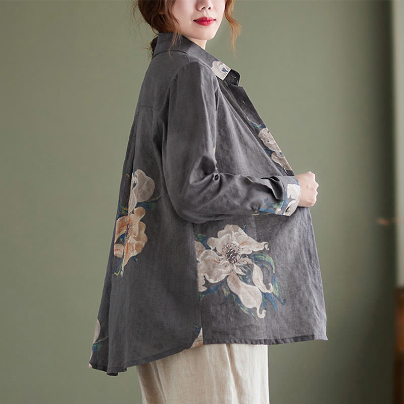 Buddha Stones文学芸術花柄コットン服 - image 21