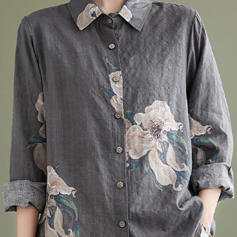 Buddha Stones文学芸術花柄コットン服 - image 26