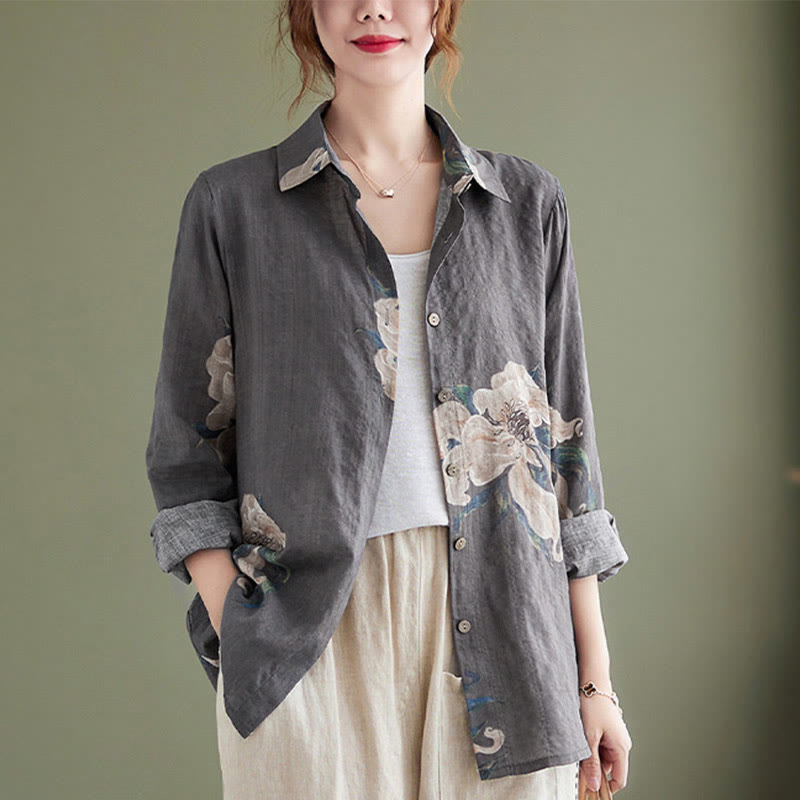 Buddha Stones文学芸術花柄コットン服 - image 22