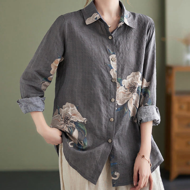Buddha Stones文学芸術花柄コットン服 - image 27