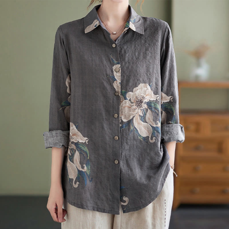 Buddha Stones文学芸術花柄コットン服 - image 25
