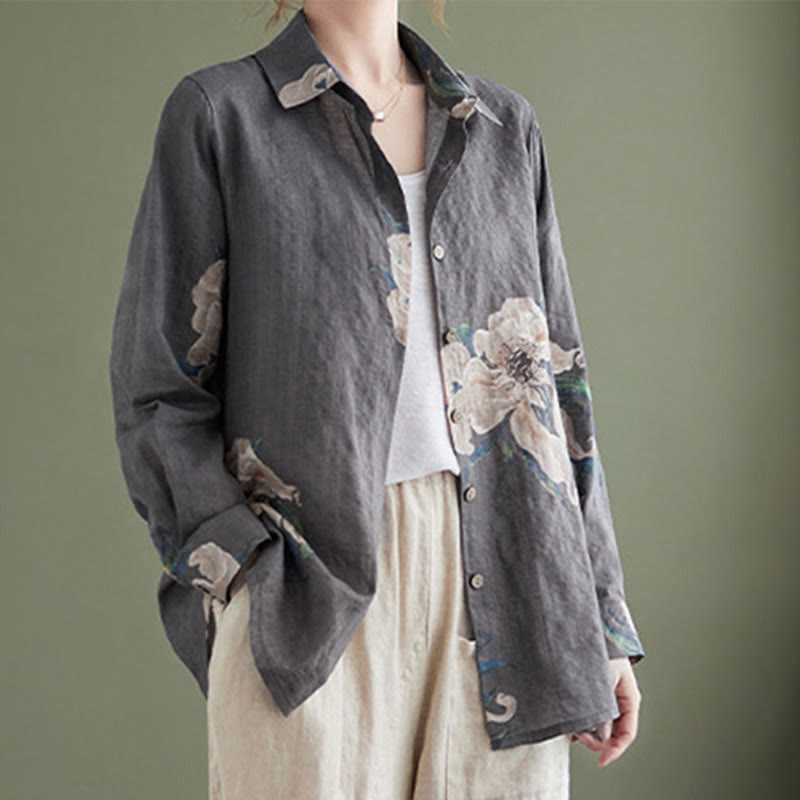Buddha Stones文学芸術花柄コットン服 - image 24