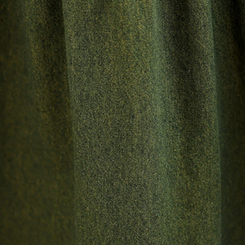 Buddha Stones DarkOliveGreen パッチワーク 長袖デザイン コットン レディース マキシドレス ポケット付き - image 10