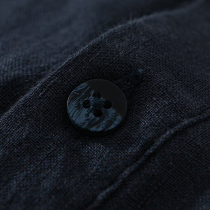 Buddha Stones無地 ゆったり 長袖 ハーフボタン シャツ リネン メンズ 服 - image 12