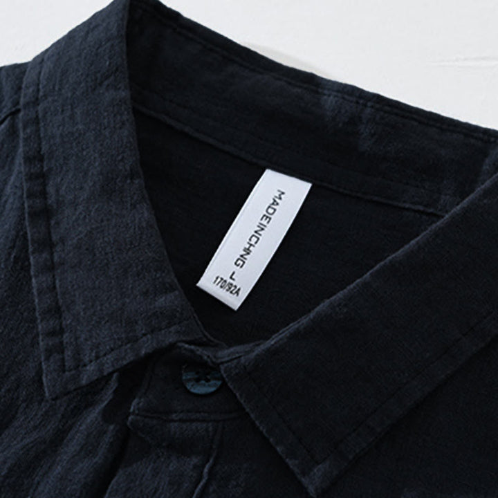 Buddha Stones無地 ゆったり 長袖 ハーフボタン シャツ リネン メンズ 服 - image 12