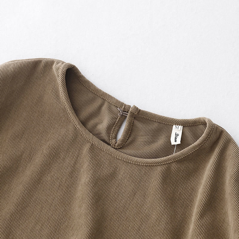 Buddha Stonesタンカラー コーデュロイ パフ ロングスリーブ ミディドレス - image 3