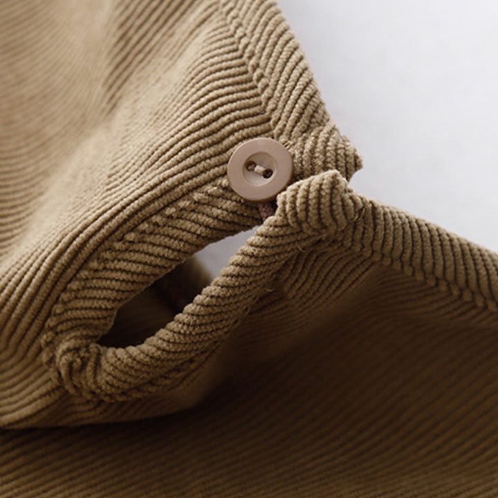 Buddha Stonesタンカラー コーデュロイ パフ ロングスリーブ ミディドレス - image 4