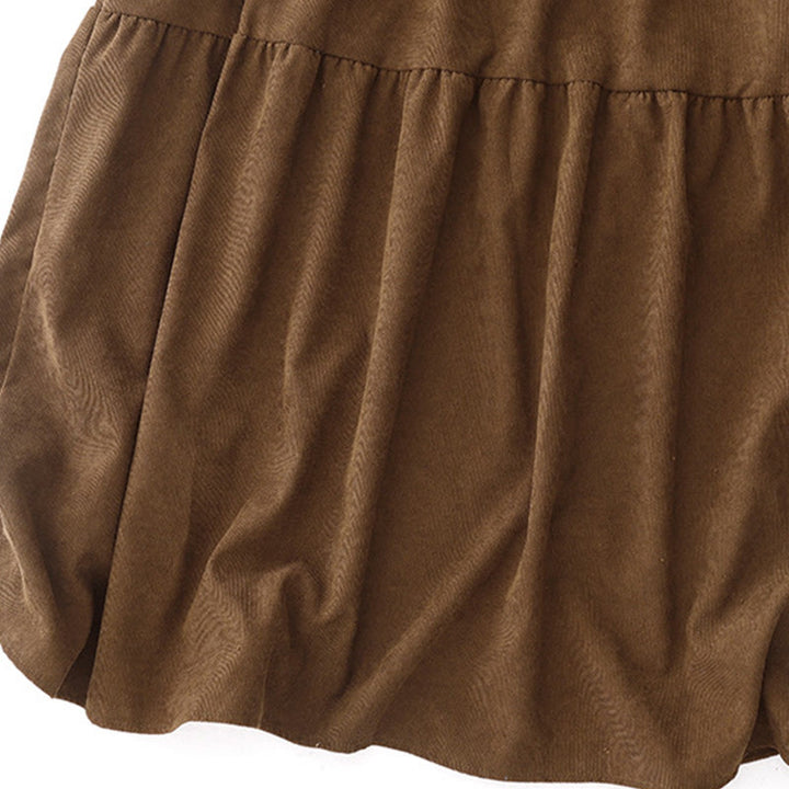 Buddha Stonesボタンデザインコーデュロイピーターパンカラーロングスリーブミディドレス（ポケット付き） - image 11