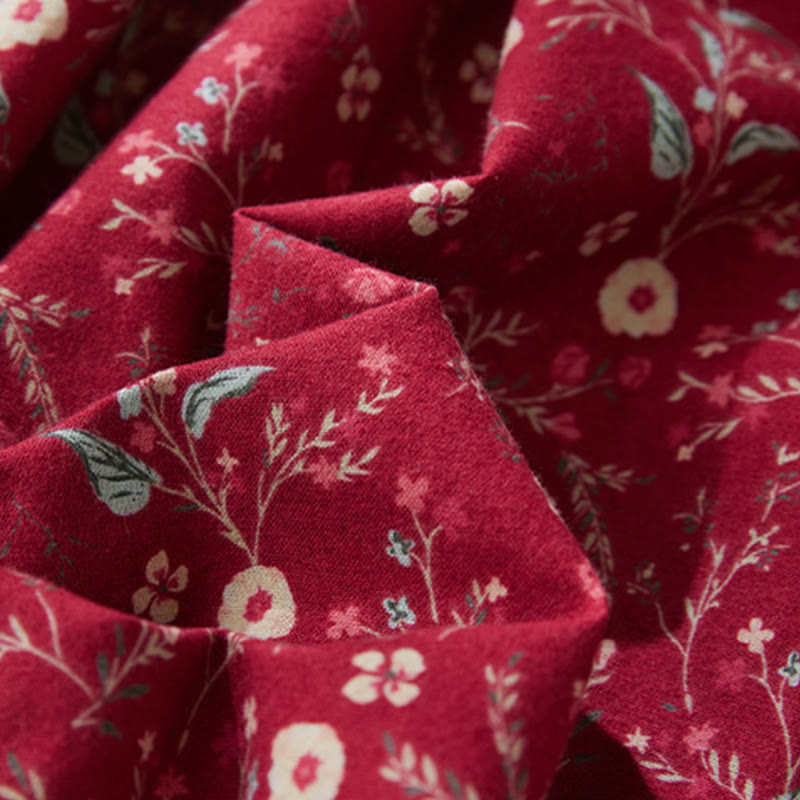 Buddha Stonesエスニックプリント 花柄 レースアップデザイン 長袖 コットンリネン ミディドレス - image 12