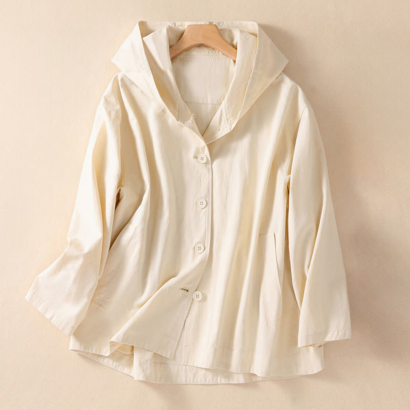 Buddha Stonesピュアカラー フード付き レディース 長袖 コットンジャケット ポケット付き - オールドレース - US14、 UK/AU18、 EU46 (2XL) - image 6